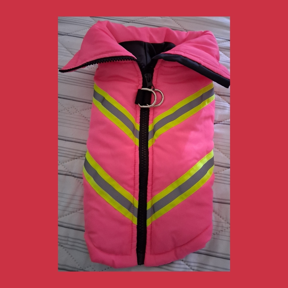 Pink Reflective Dog Puffer Jacket
